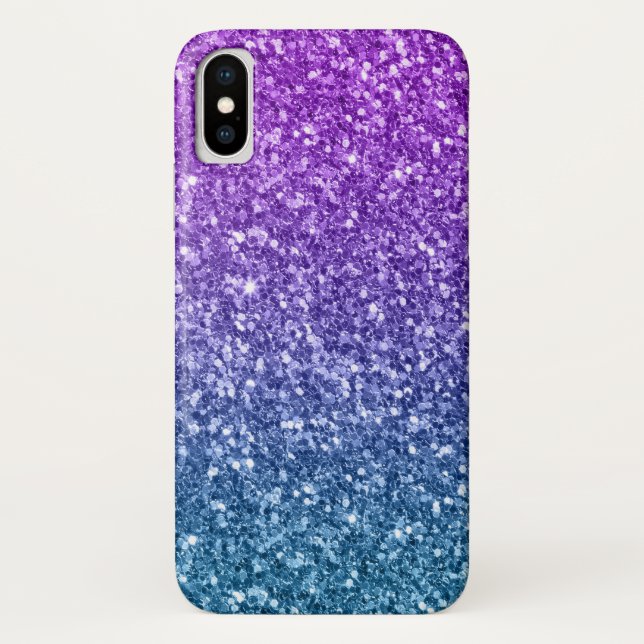 Coques Case-Mate iPhone Parties scintillant Purple & Blue Faux (Dos)