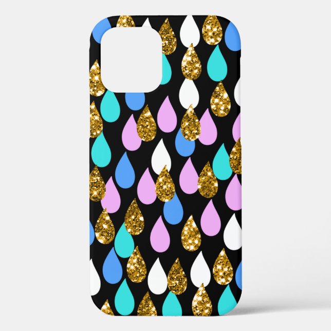 Coques Case-Mate iPhone Parties scintillant Raindrops et Gold (Verso)