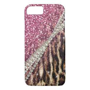 Coque Case-Mate Pour iPhone Parties scintillant rose Empreinte de léopard chic