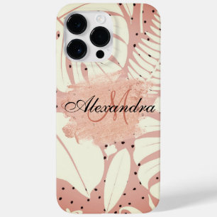 Coque Pour Pour iPhone 14 Pro Max Parties scintillant rose Feuilles tropicaux