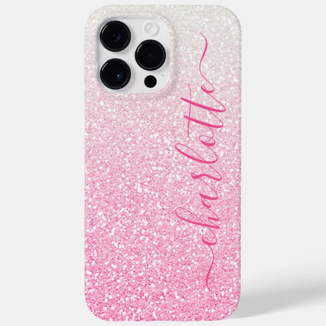 Coques Case-Mate iPhone Parties scintillant rose moderne Girly Chic Nom pe (Verso)