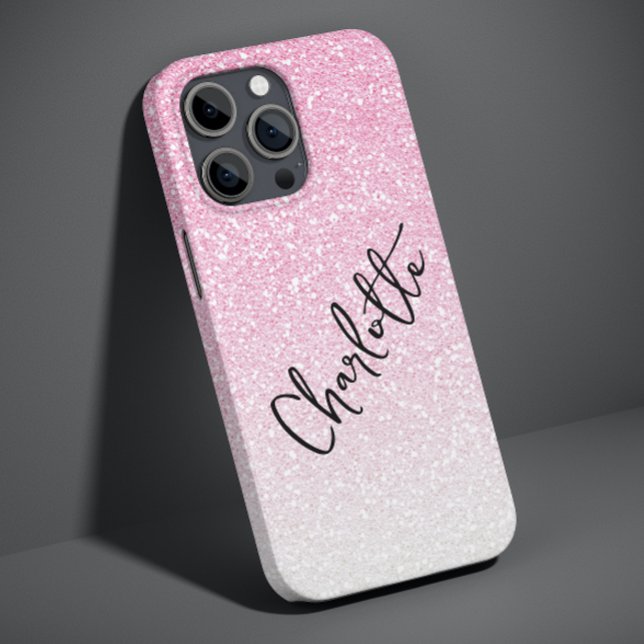 Coques Case-Mate iPhone Parties scintillant rose moderne Girly Chic Nom pe (Créateur téléchargé)
