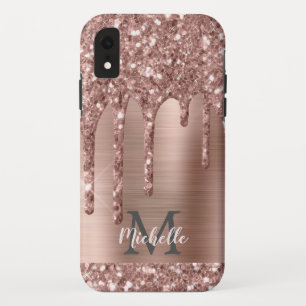Case-Mate iPhone Case Parties scintillant Rose monogramme en or sur méta