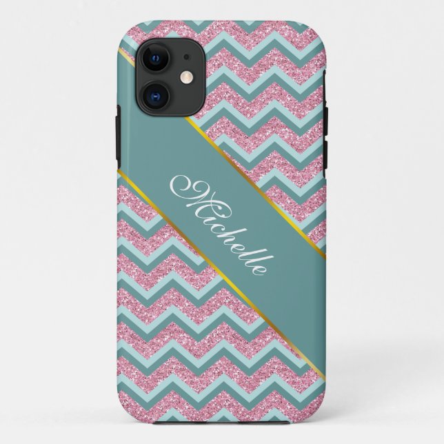 Coques Case-Mate iPhone Parties scintillant rose Motif ZigZag (Dos)