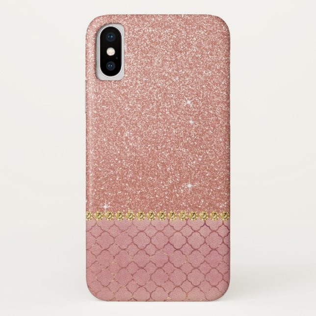 Coques Case-Mate iPhone Parties scintillant rose Rose or et Motif étincela (Dos)