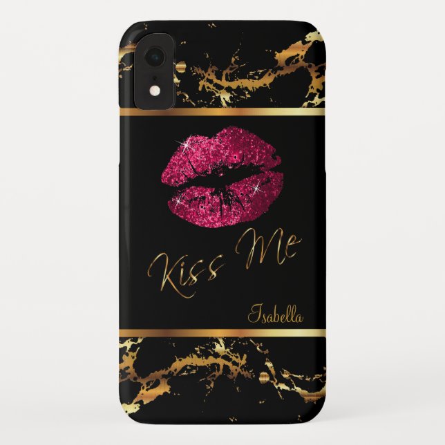 Coques Case-Mate iPhone Parties scintillant roses chaudes et Motif en marb (Dos)