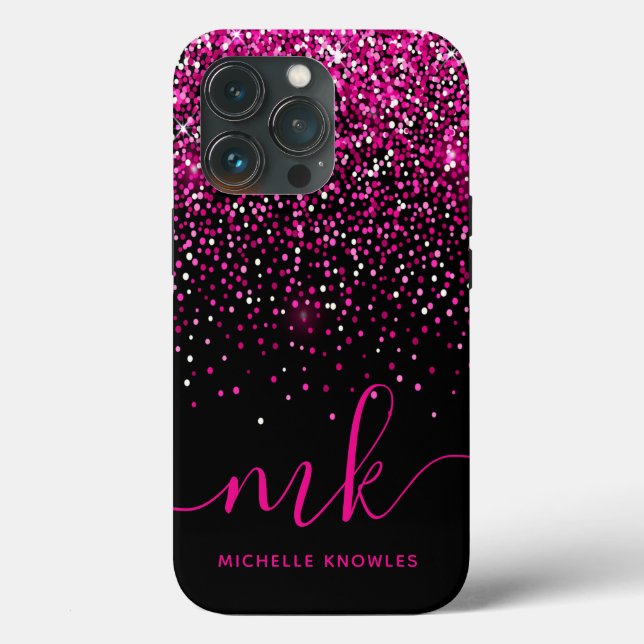 Coques Case-Mate iPhone Parties scintillant roses Monogrammes & Nom (Verso)