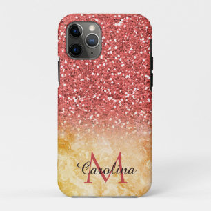 Case-Mate iPhone Case Parties scintillant rouge et orange, Marbre or, Pe