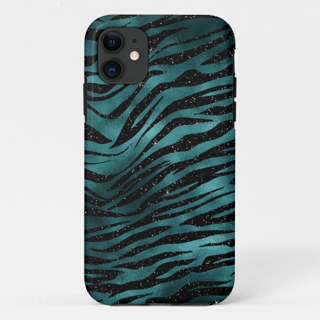 Coques Case-Mate iPhone Parties scintillant turquoise et noire Ombre Glam  (Dos)