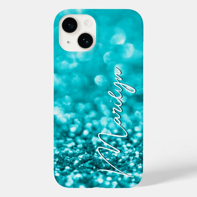 Coques Case-Mate iPhone Parties scintillant Turquoise personnalisée (Verso)