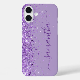 Coques iPhone 16 Plus Parties scintillant violet signature fille