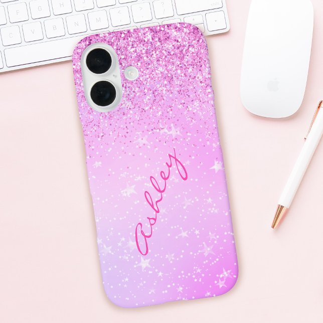 Coques Case-Mate iPhone Parties scintillant violette et étoiles blanches,  (Créateur téléchargé)