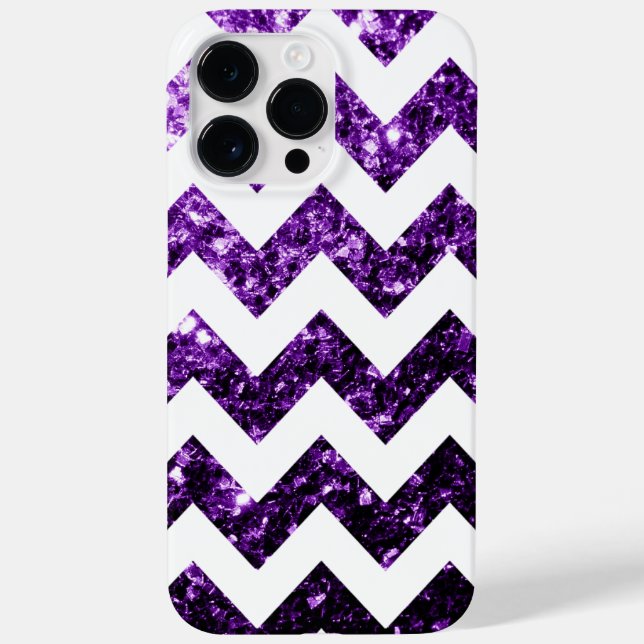 Coques Case-Mate iPhone Parties scintillant violette foncée et Chevron bla (Verso)