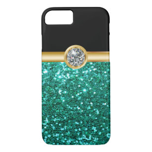 Coque iPhone 7 Parties scintillantes Bling de turquoise