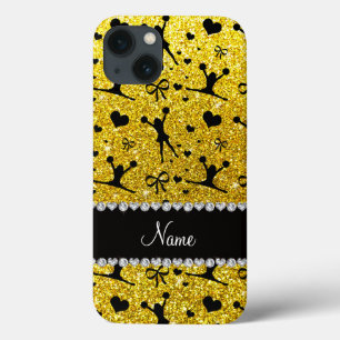 iPhone 13 Coque Parties scintillantes jaunes au néon nommées