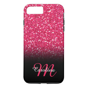 Coque iPhone 8 Plus/7 Plus Parties scintillantes roses, personnalisées avec