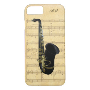 Coques Pour iPhone Partition Saxophone Noir Or