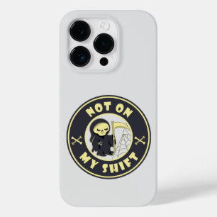 Coque Pour iPhone 14 Pro Pas sur mon poste Grim Reaper Citation d'Halloween