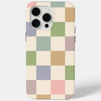 Coque iPhone 15 Pro Max Pastel À damiers Geometry Retro Motif sans couture
