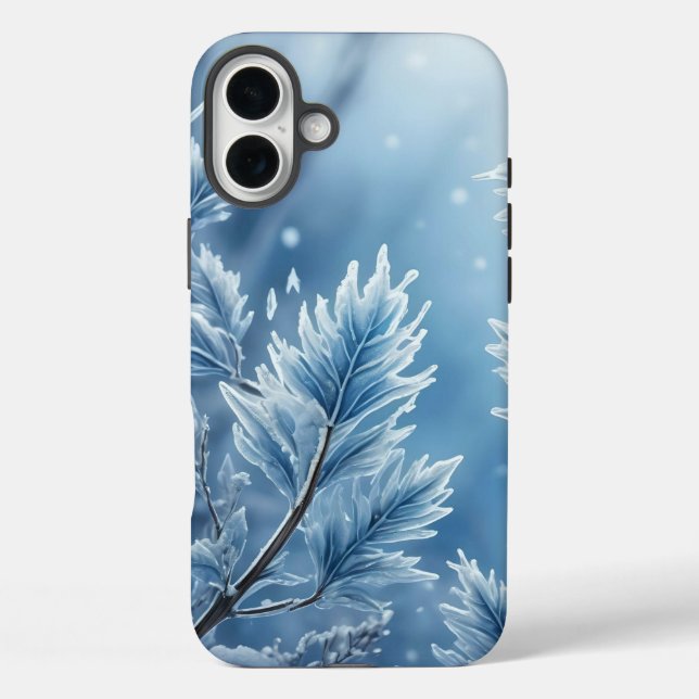 COQUES Case-Mate iPhone PASTEL BLUE HOLIDAY HIVER FROSTY SNOWFLAKES (Verso)