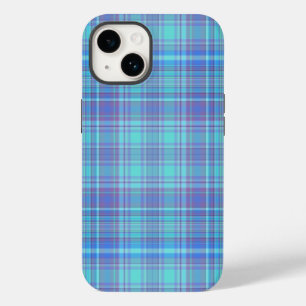 Coque Pour iPhone 14 Pastel Blue Plaid Motif