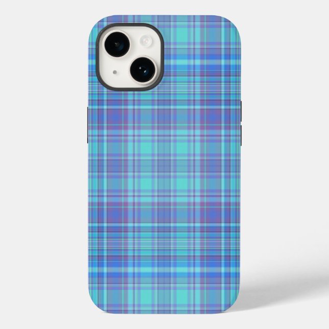Coques Case-Mate iPhone Pastel Blue Plaid Motif (Verso)