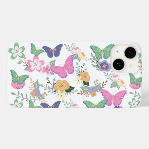 Coque Pour iPhone 14 Pastel Butterflies Floral Coque-Mate iPhone 14