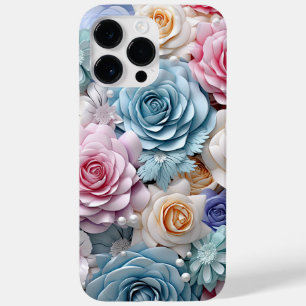COQUE POUR POUR iPhone 14 PRO MAX PASTEL COULEUR D'EAU 3D ROSES