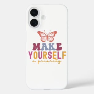 Coque Pour iPhone 16 Pastel "Faites de vous une priorité" Graphi de sel