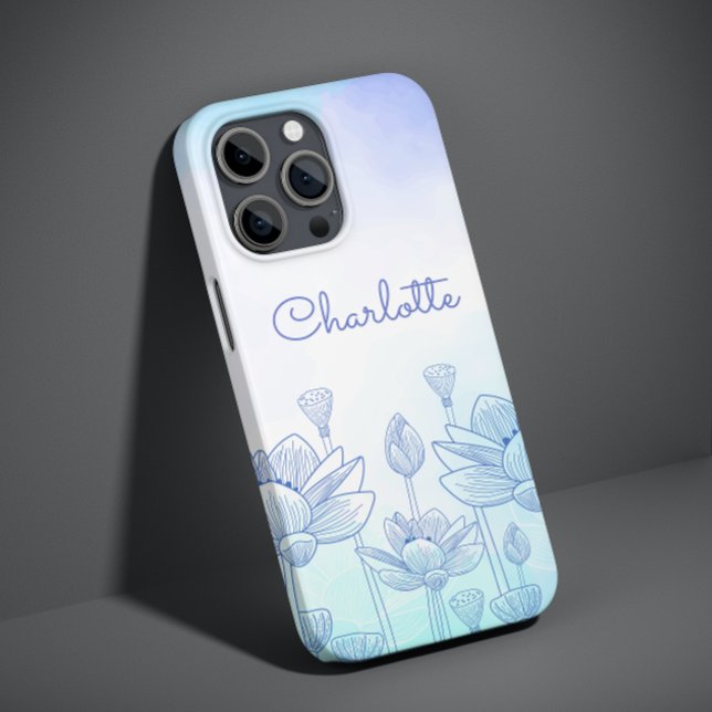 Coques Case-Mate iPhone Pastel Floral Silhouette Overlay Nom personnalisé (Créateur téléchargé)