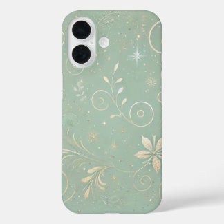 Coque Pour iPhone 16 Pastel Green Shade Floral Motif