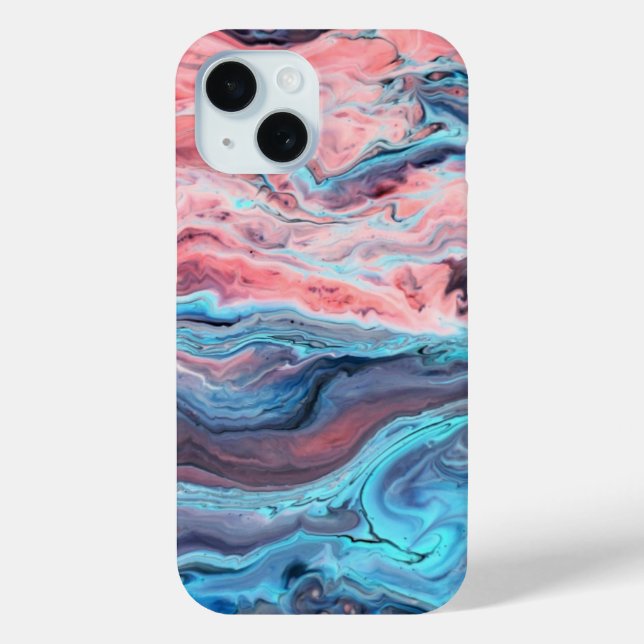 Coques Case-Mate iPhone Pastel Marble Fluid Art Phone Case | Pink and Blue (Verso)