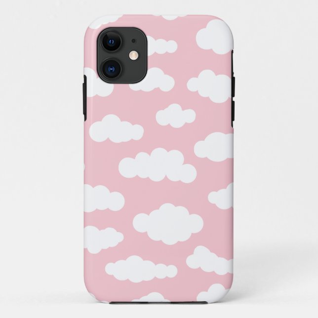 Coques Case-Mate iPhone Pastel Nuages Asthétique Blanc Et Rose Art (Dos)