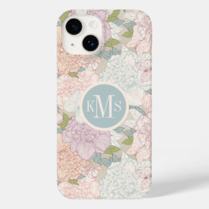 Coque Pour iPhone 14 Pastel Peony & Butterfly Flower Motif