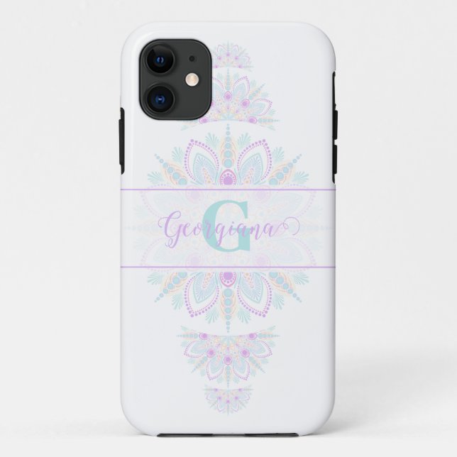 Coques Case-Mate iPhone Pastel Personnalisé Rainbow Ornamental Dot Mandala (Dos)