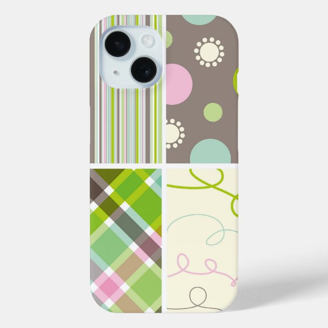 Coques Case-Mate iPhone Pastel Pink Aqua Chèque Plaid Points Motif (Verso)
