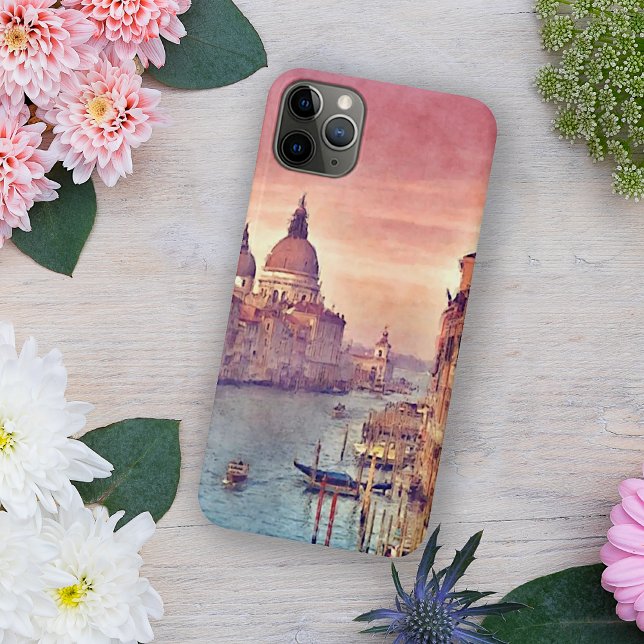 Coques Case-Mate iPhone Pastel Pink Blue Venice Canal Grande Aquarelle (Créateur téléchargé)