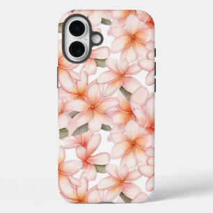 Coques iPhone 16 Plus Pastel Pink Plumeria Frangipani Floral