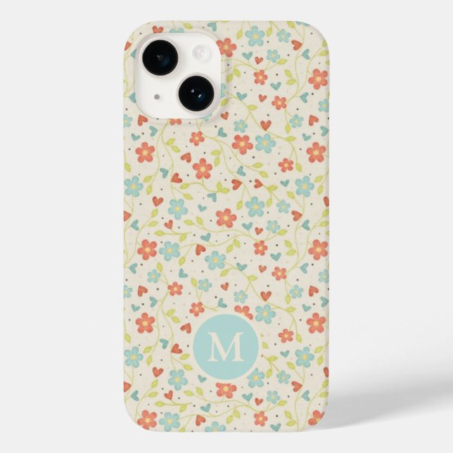 Coques Case-Mate iPhone Pastel Pretty Spring Motif Floral Monogramme (Verso)