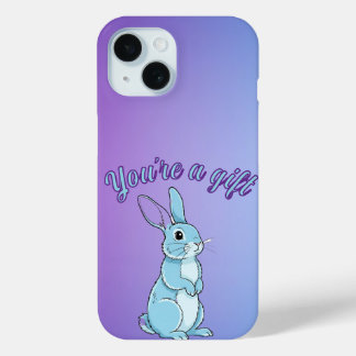 Coque Pour iPhone 15 Pastel Purple Blue Bunny You are a Treasure