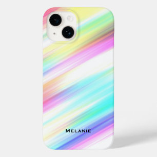 Coque Pour iPhone 14 Pastel Rainbow Brush Strokes Personnalisé