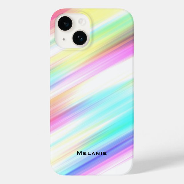 Coques Case-Mate iPhone Pastel Rainbow Brush Strokes Personnalisé (Verso)