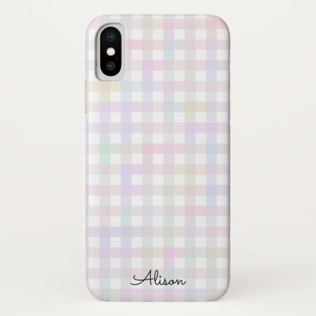 Coques Case-Mate iPhone Pastel Rainbow En vichy Téléphone personnalisé (Dos)