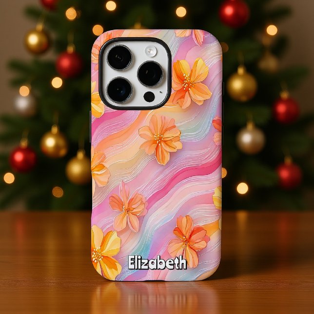 Coques Case-Mate iPhone Pastel Rainbow Floral (Créateur téléchargé)