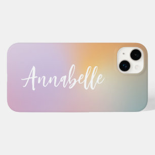 Coque Pour iPhone 14 Plus Pastel rose arc-en-ciel monographie simple