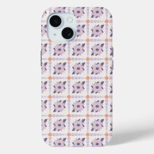 Coque Pour iPhone 15 Pastel violet Carrelage décoratif coloré
