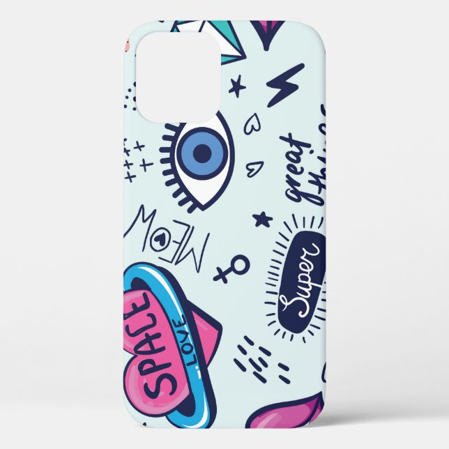 Coques Case-Mate iPhone Patch de mode : Stickers Pop Art. (Verso)