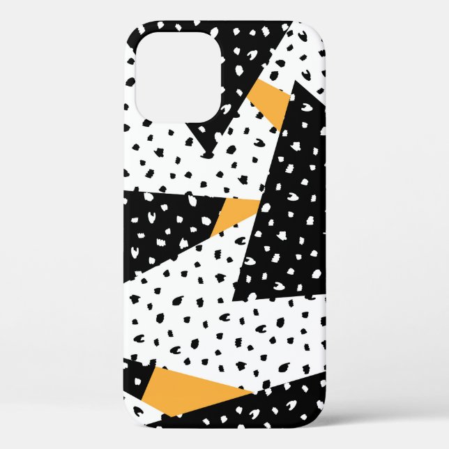 Coques Case-Mate iPhone Patchwork de points minimaux : noir blanc jaune (Verso)