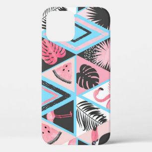 Case-Mate iPhone Case Patchwork flamingo tropical, motif de palmier.