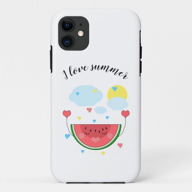 Coques Case-Mate iPhone Pâte de pastèque, texte, "J'aime l'été" (Dos)